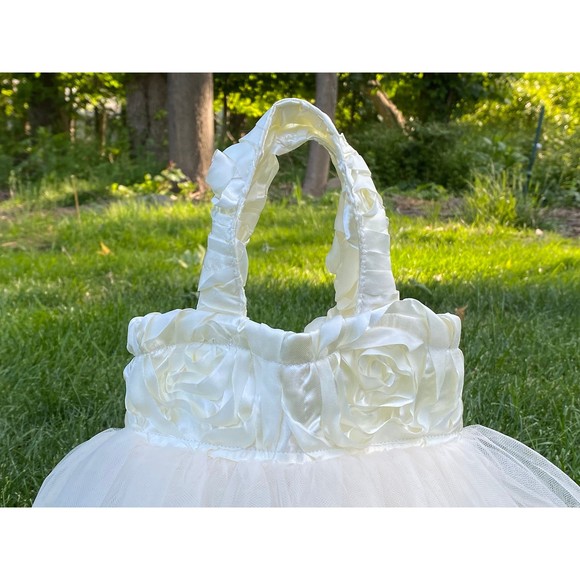 Princess Tote, Bridesmaid Bag, Bridal Flower Girl Bag, Ballerina Tote, Ivory - Picture 2 of 4